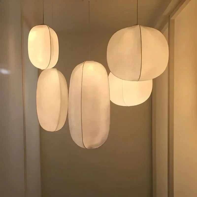 Suspension lumineuse moderne soie blanche opaque salon chambre d'hôtel led pendentif autonome
