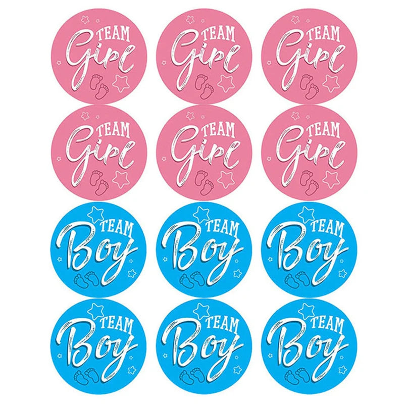 étiquettes autocollantes team girl team boy coeurs dorés motifs abstraits moderne élégants rose bleu