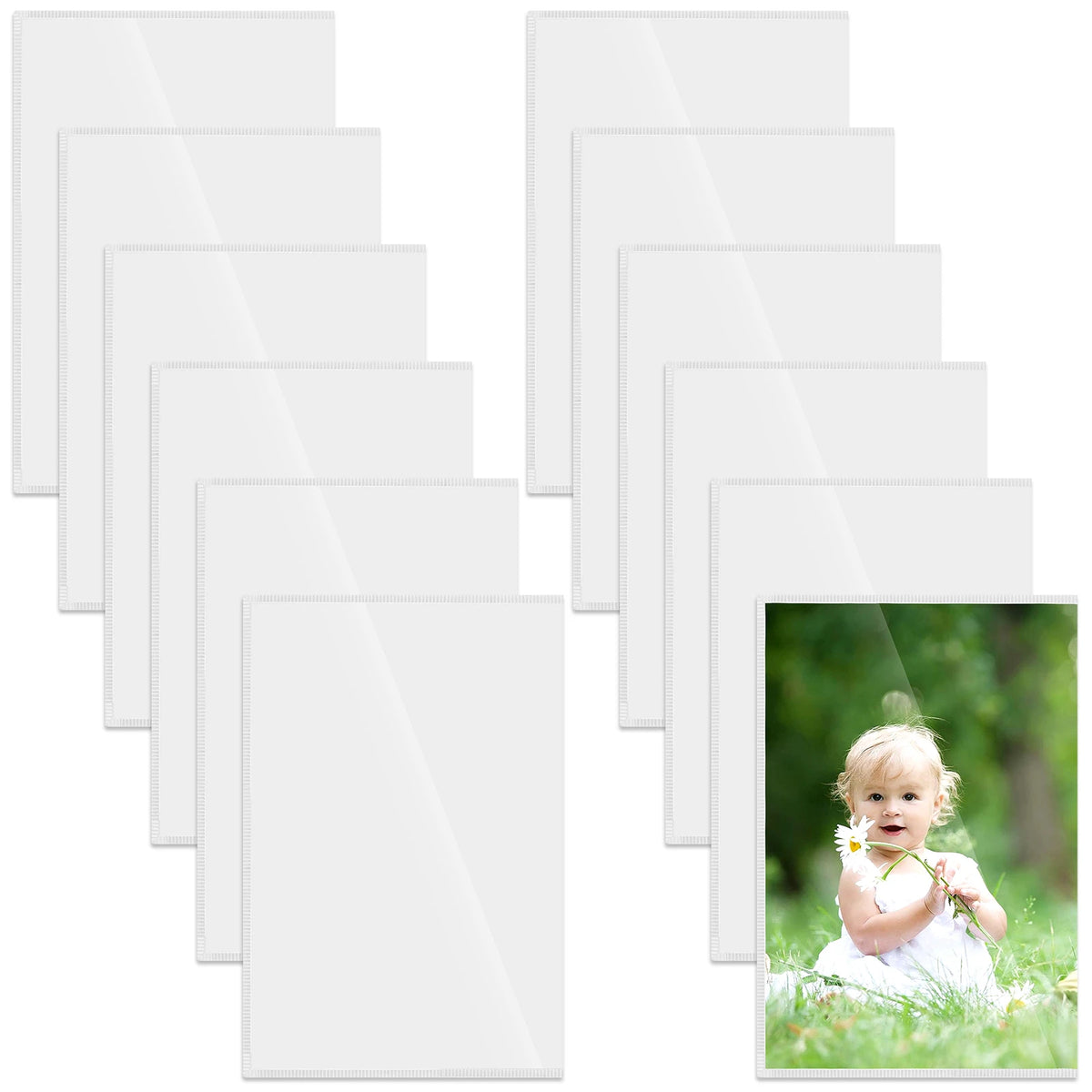 cadres photo magnétiques blancs transparents modernes 24 pièces pvc réutilisables photothèque montage