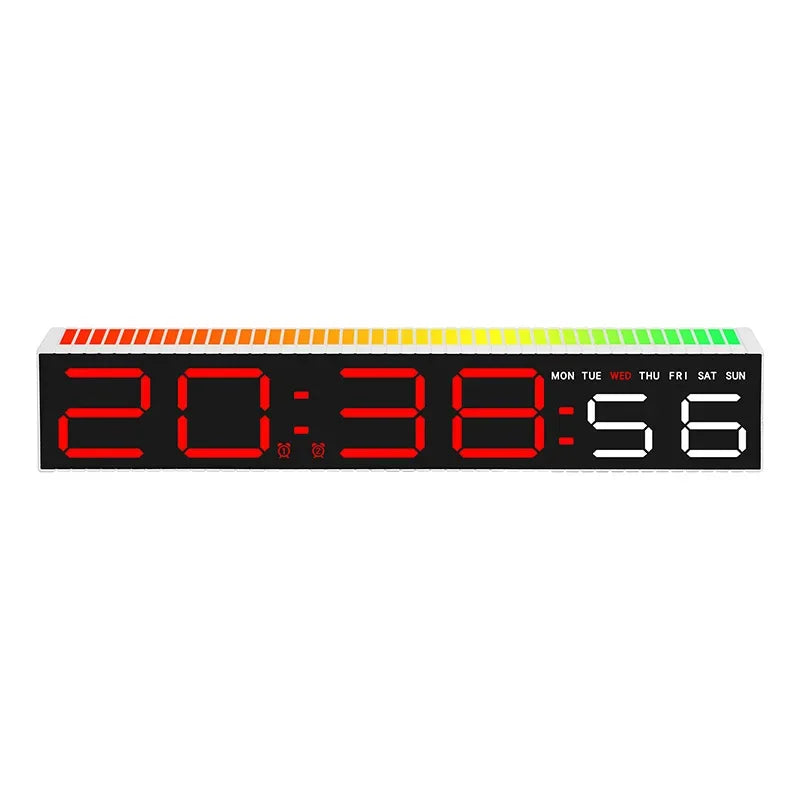 horloge led moderne réveil numérique lumière ambiance barre rythmique couleur réglable