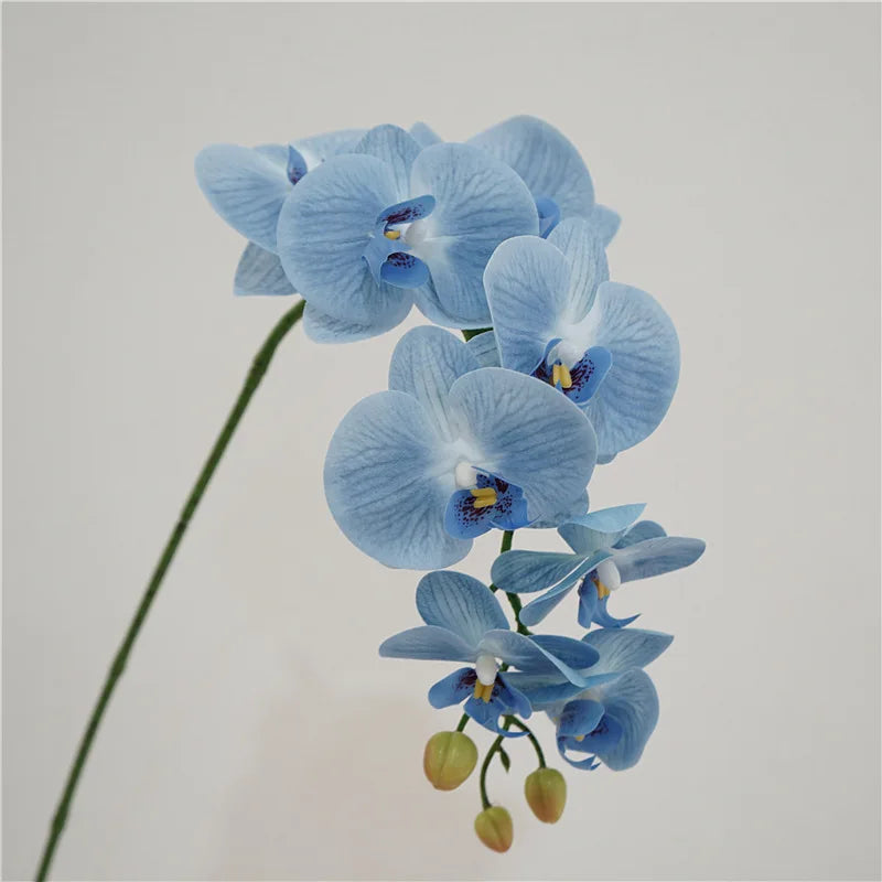 Orchidées artificielles bleu clair blanc rose jaune vert clair violet foncé mariage décoration intérieure
