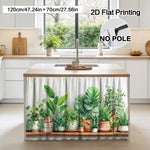 rideau décoration botanique impression plantes pots fond blanc rustique moderneôtel hospitalierôtel polyester machine wash