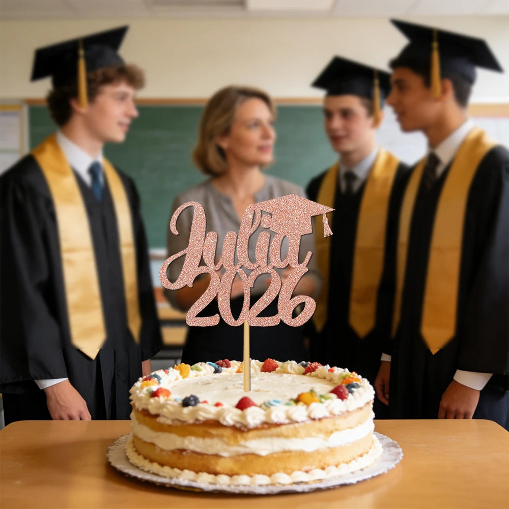 gâteau graduation personnalisable lettres motifs festifs diplômes livres étoiles blanc violet bleu doré rose
