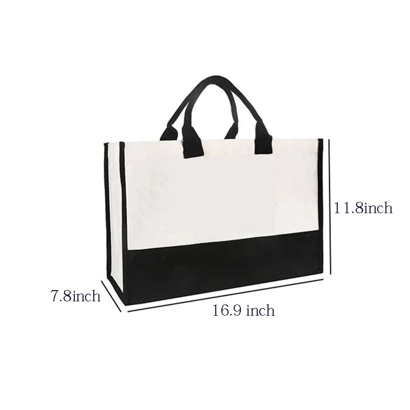 sac main toile blanc noir personnalisable logo respectueux environnement multifonctionnel moderne minimaliste poignées détachables