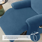 housses fauteuil beige gris bleu marine velours doux moderne confortable machine lavable anneaux fixations