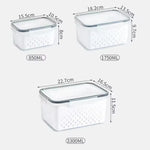 organisateur réfrigérateur paniers blanc perforations noires transparents moderne poignées détachables 850ml 1750ml 3300ml