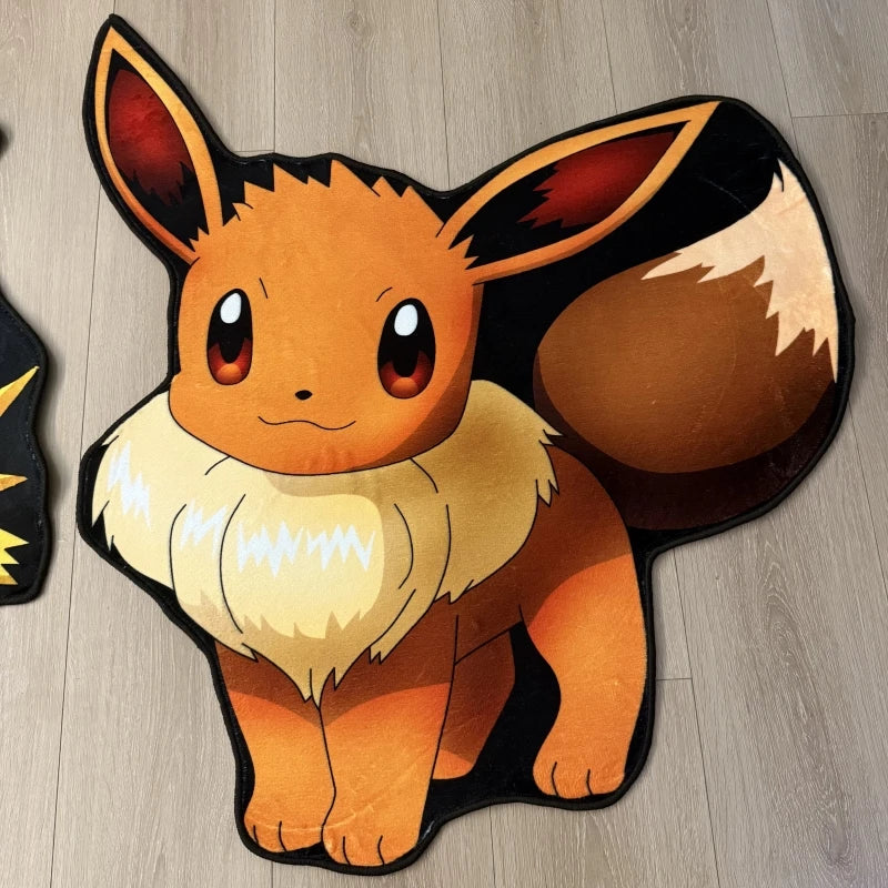 tapis pokémon eevee lucario pikachu personnages animés flanelle douce 100cm 120cm 150cm orange bleu