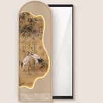 miroir artisanal noir bambou paysager mural décoration maison traditionnel ornement salon chambre