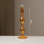 bougeoirs verre transparent rayures horizontales classiques or doré rose bleu vert noir