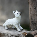 figurine renard bois artisanal orange beige stylisée décoration maison
