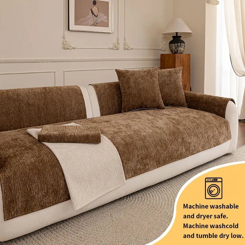coussin canapé carré texture velours côtelé marron beige moderne fixation décoration salon intérieur