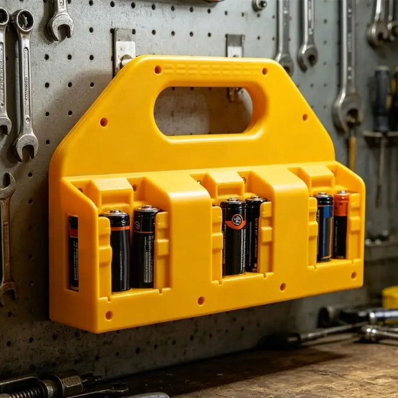 support batteries rechargeables rangement industriel batteries aa lithium portable jaune noir fixations murales utilitaire