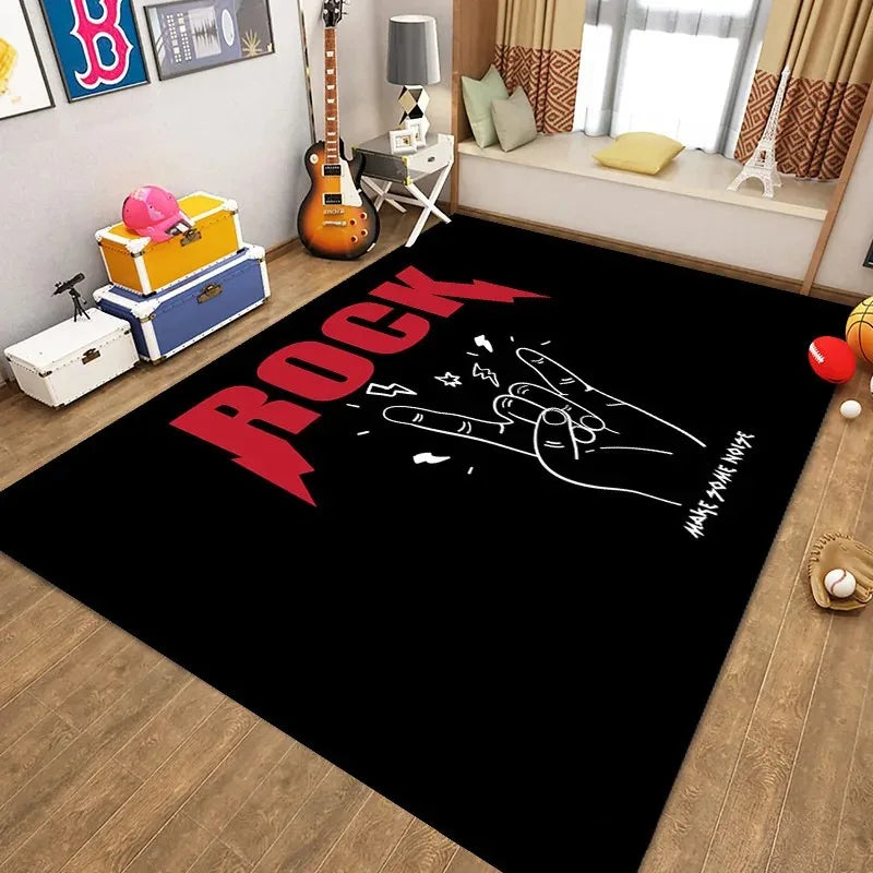 tapis batterie moderne antidérapant épais motif graphique rock studio musique salon maison