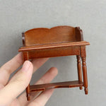 table toilette miniature 1/12 bois marron clair classique horloge livre cactus arrosoir