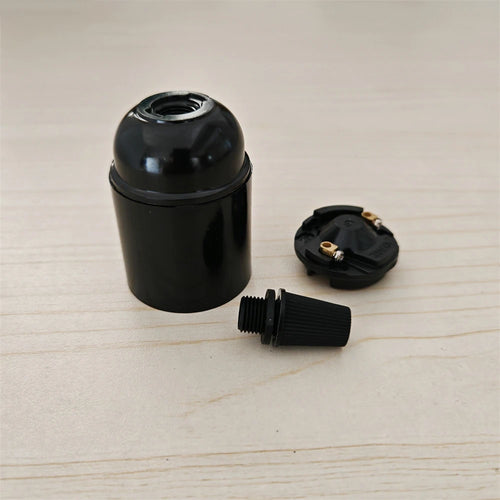 support douille ampoule e27 noir bakelite base lampe classique fixation vis matériel électrique