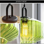 lampe suspendue verre cannelé ambre verte rose moderne minimaliste filament apparent