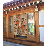 rideau orange fantastique démoniaque visages effrayants art traditionnel japonais intimité cuisine salle bain