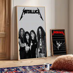affiche autocollante metallica logo rock graphique cadre noir rouge blanc chambre