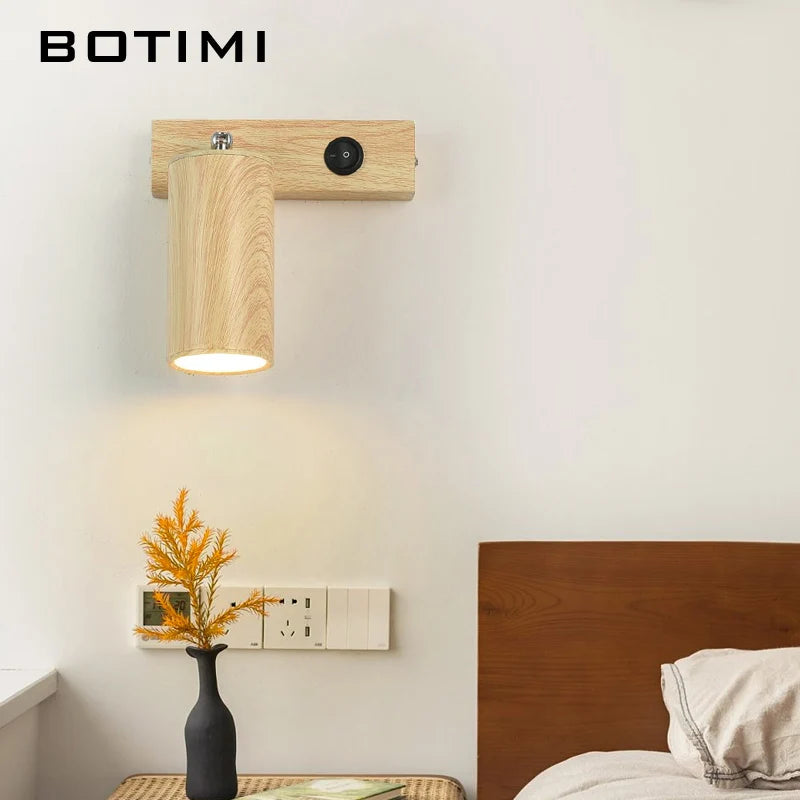 lampe murale moderne grain bois éclairage chambre entrée étude led 220v fixée mur contemporain