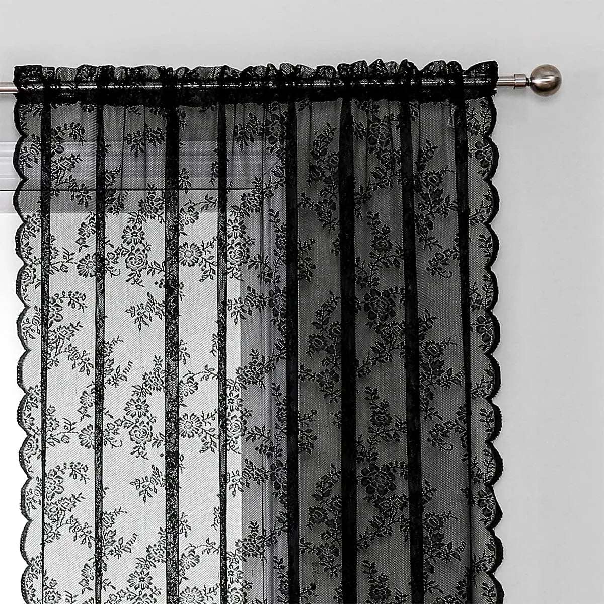rideau floral transparent dentelle brodée polyester intimité salon