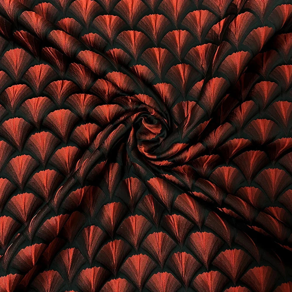 tissu polyester jacquard dragon rouge noir blanc vert rose gris texturé résistant