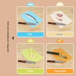 planches découpe plastique flexible bleu clair beige orange vert moderne clips poignée cuisine