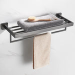ensemble accessoires salle bain acier inoxydable gris moderne porte serviette savon brosse mural