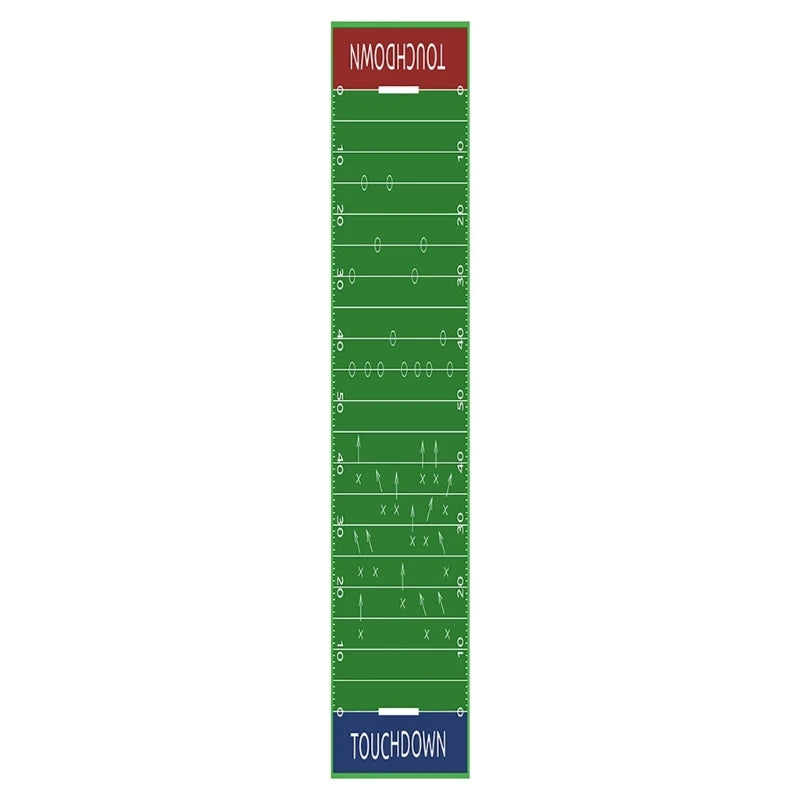 nappe longue table football américain motif distances vert blanc rouge decoration sportive