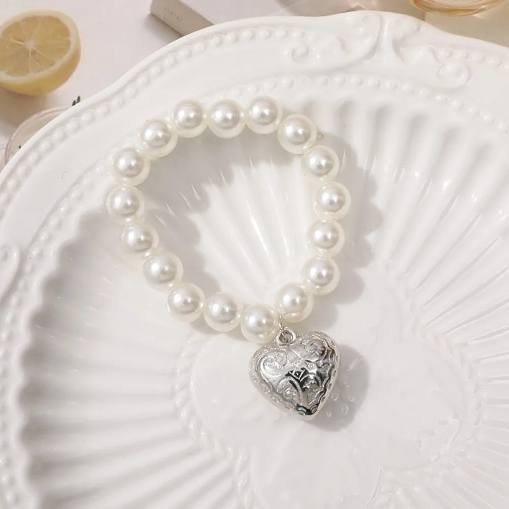 bracelets blanches argent pendentif cœur classique vintage poupées accessoires filles adolescents