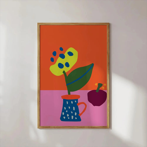 tableau toile art abstrait fleurs paysage moderne cadre bois décoration salon cuisine maison coloré