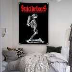 affiche murale graphique squelette suicideboys numéro non service noir blanc clips métalliques