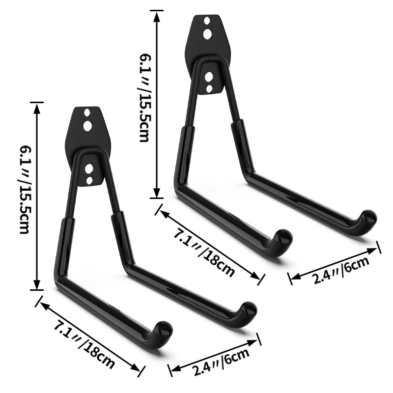 crochet mural acier noir support rangement outils garage vélo escabeau fixation vis