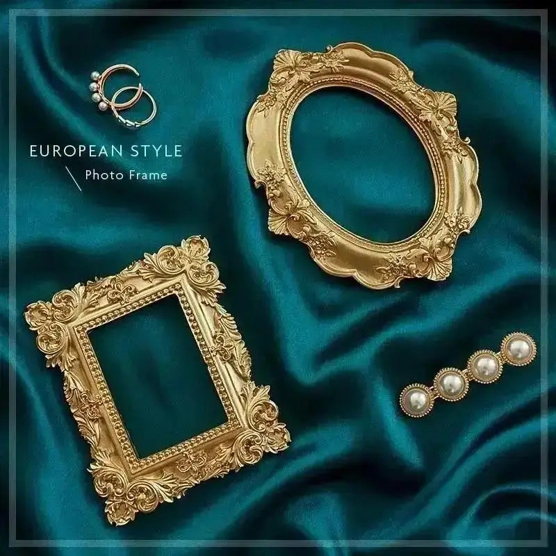 cadre photo vintage or floral résine décoratif européen baroque bijoux accessoire photo verte