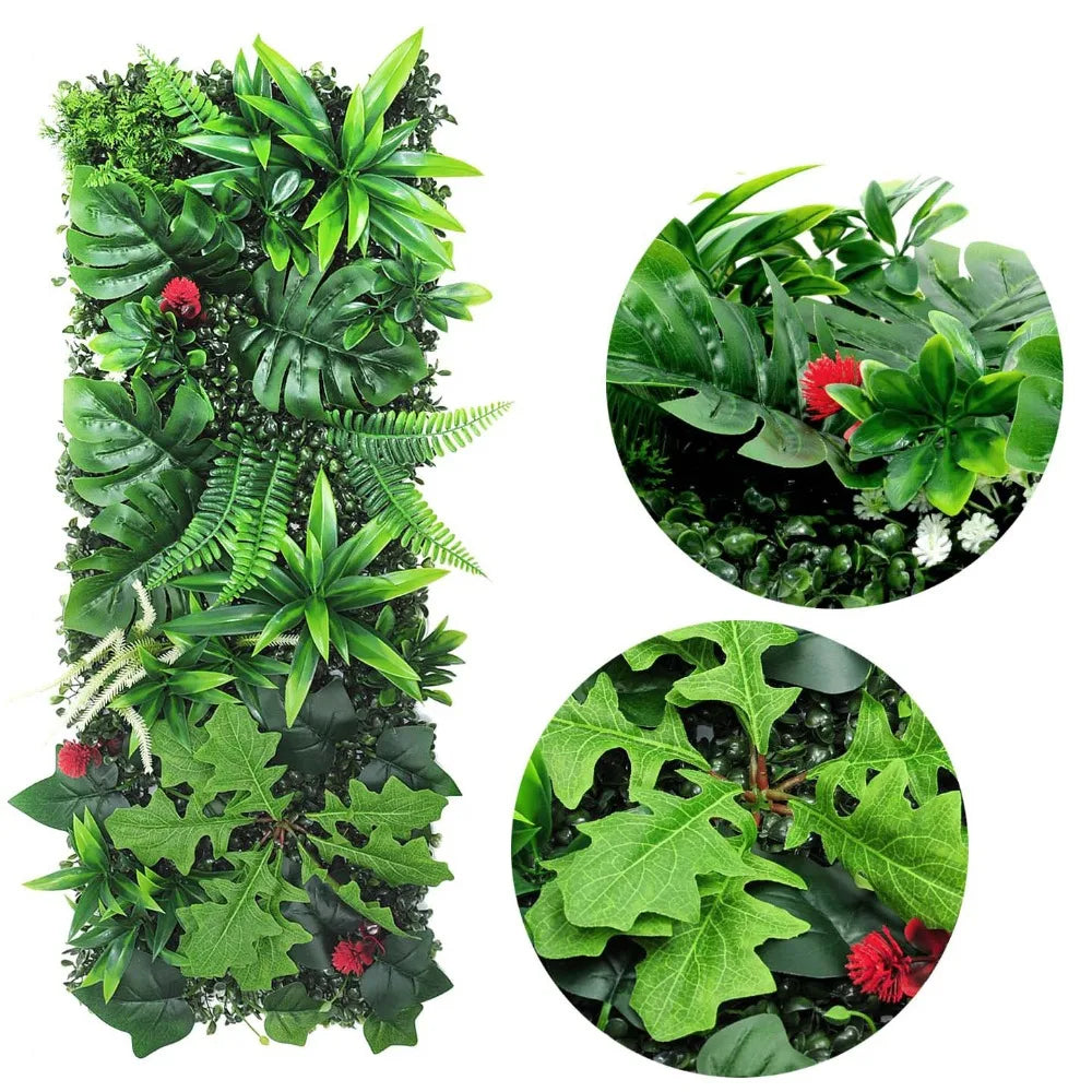 décoration murale plantes artificielles feuilles fleurs diverses couleurs naturel intérieur 25x75cm