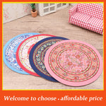 tapis rond miniature floral bleu rouge rose vert décoration chambre salon fantaisie traditionnel
