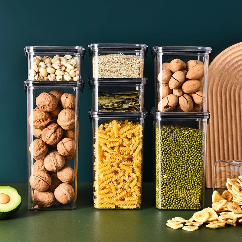 boîtes rangement alimentaires hermétiques plastique qualité alimentaire durable respectueux environnement transparentes couvercle noir clips