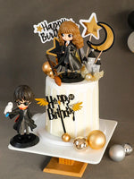 décoration anniversaire enfant figurines stylysées happy birthday transparentes chapeaux lunettes cartoony