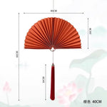 éventail pliant décoratif papier rouge bleu marine doré chinois traditionnel pompon cordelette