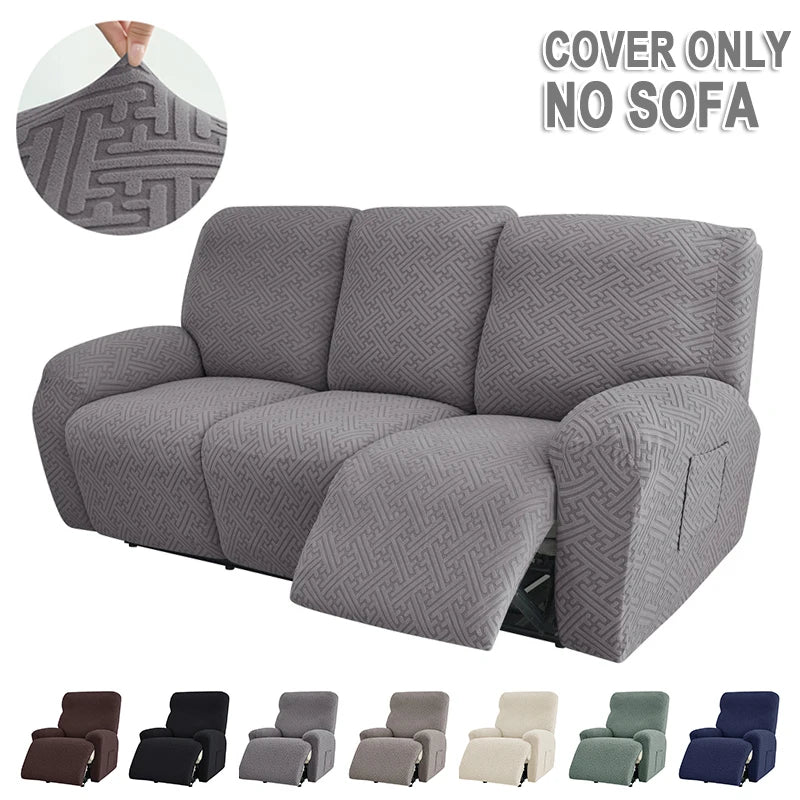 housse canapé inclinable gris jacquard moderne extensible poches fauteuil salon maison