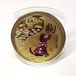 médailles zodiaque chinois animaux symboles yin yang decoration florale or rouge noire bleu verte