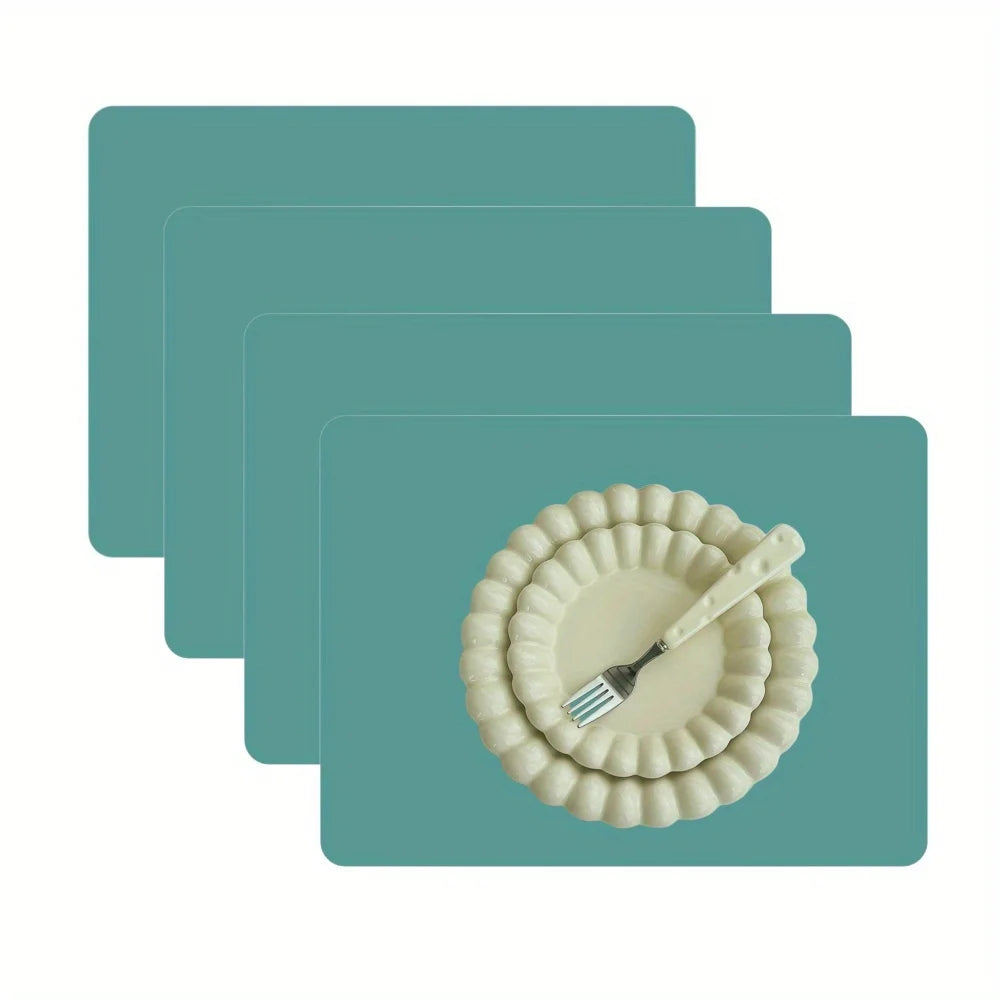 tapis table silicone antidérapant résistant taches moderne gris vert jaune blanc bleu clair opaques