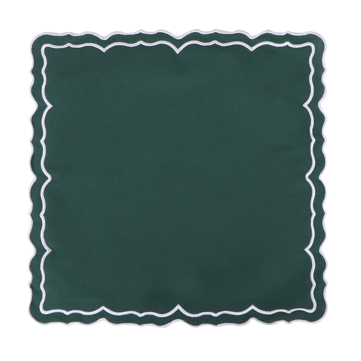 serviettes table carrées coton lin brodé motif floral rose clair vert classiques