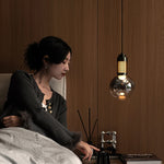 lampe suspendue moderne industrielle verre transparent noir doré maille dorée 2700k 5700k