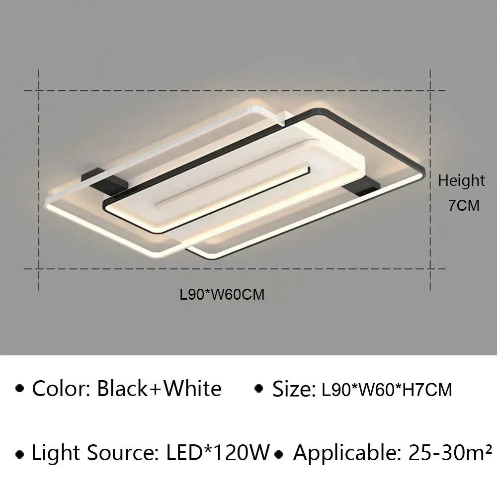 plafonnier led moderne carré noir blanc lumineux diffus minimaliste 50x50cm