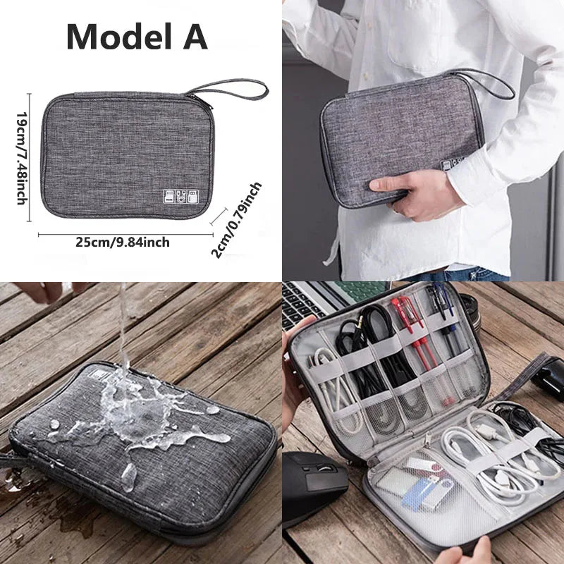 ensemble sacs rangement câbles accessoires électroniques voyage gris pochette organisateur portable toile pratique