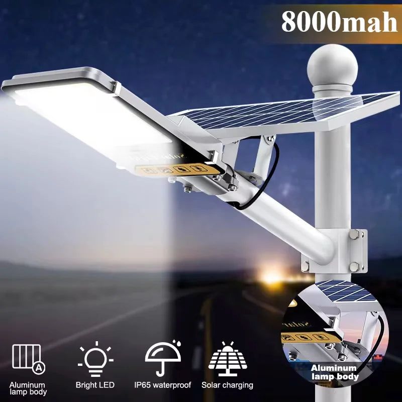 lampe solaire led moderne blanche rechargeable panneau solaire batterie télécommande garage jardin