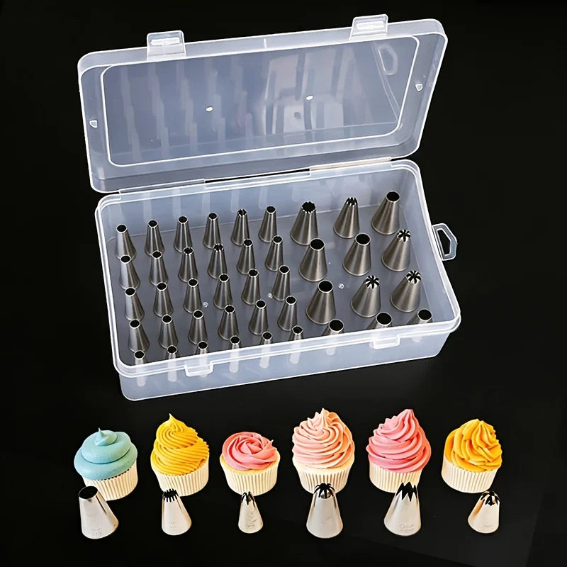 rangements embouts pâte gâteau argentés professionnel organisation pâtisserie outils cuisine embouts variés coniques