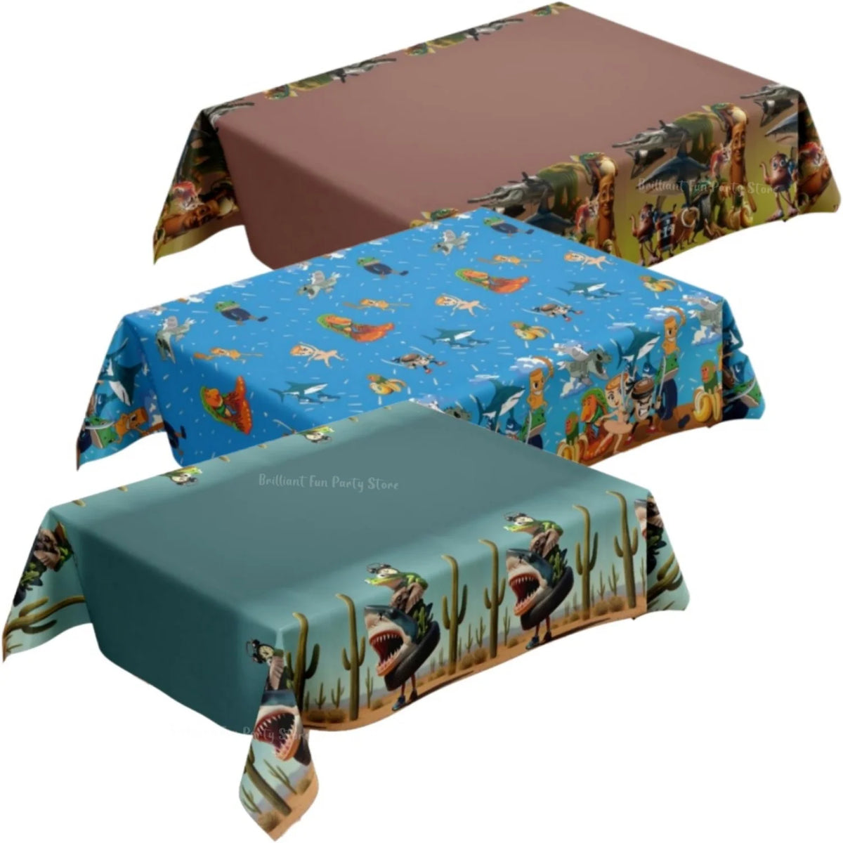 nappes jetables occassions fêtes anniversaires enfants motifs personnages cactus western opaques bleu vert marron