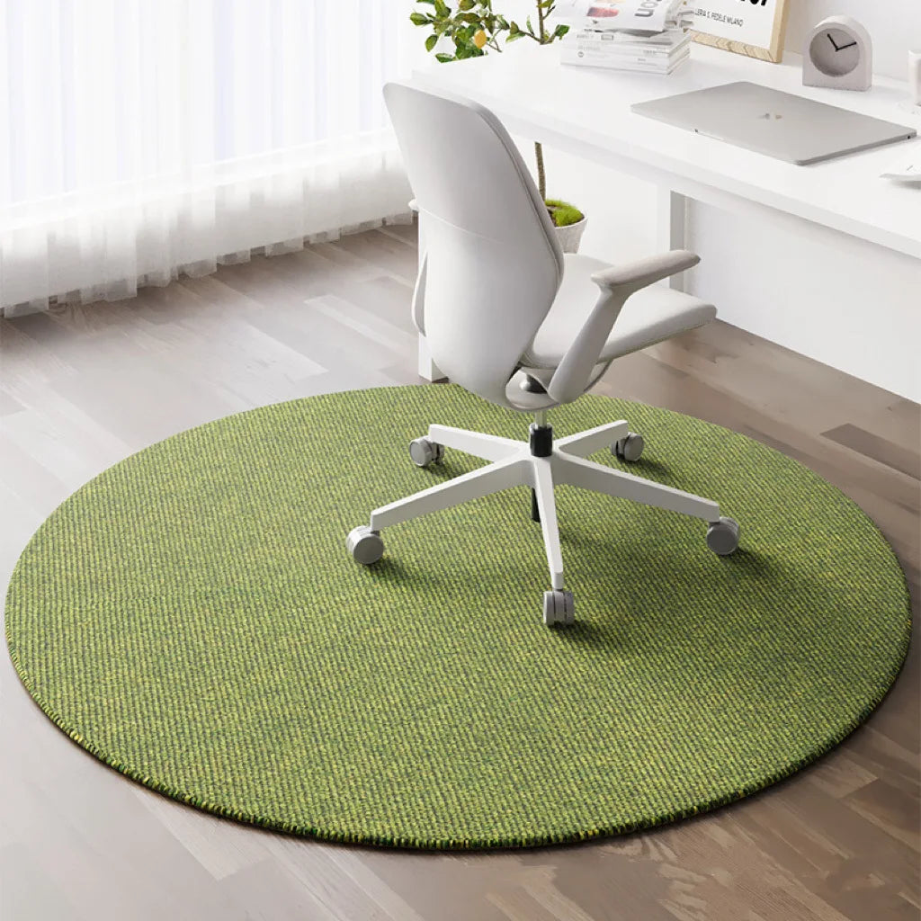 tapis rond moderne texture tissée salon chambre antiderrapant décor intérieur maison polyvalent vert