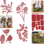 cartes postales 3d illustratives animaux fleurs oiseaux barbelés boîte lettres bouteilles herbe rouge vert